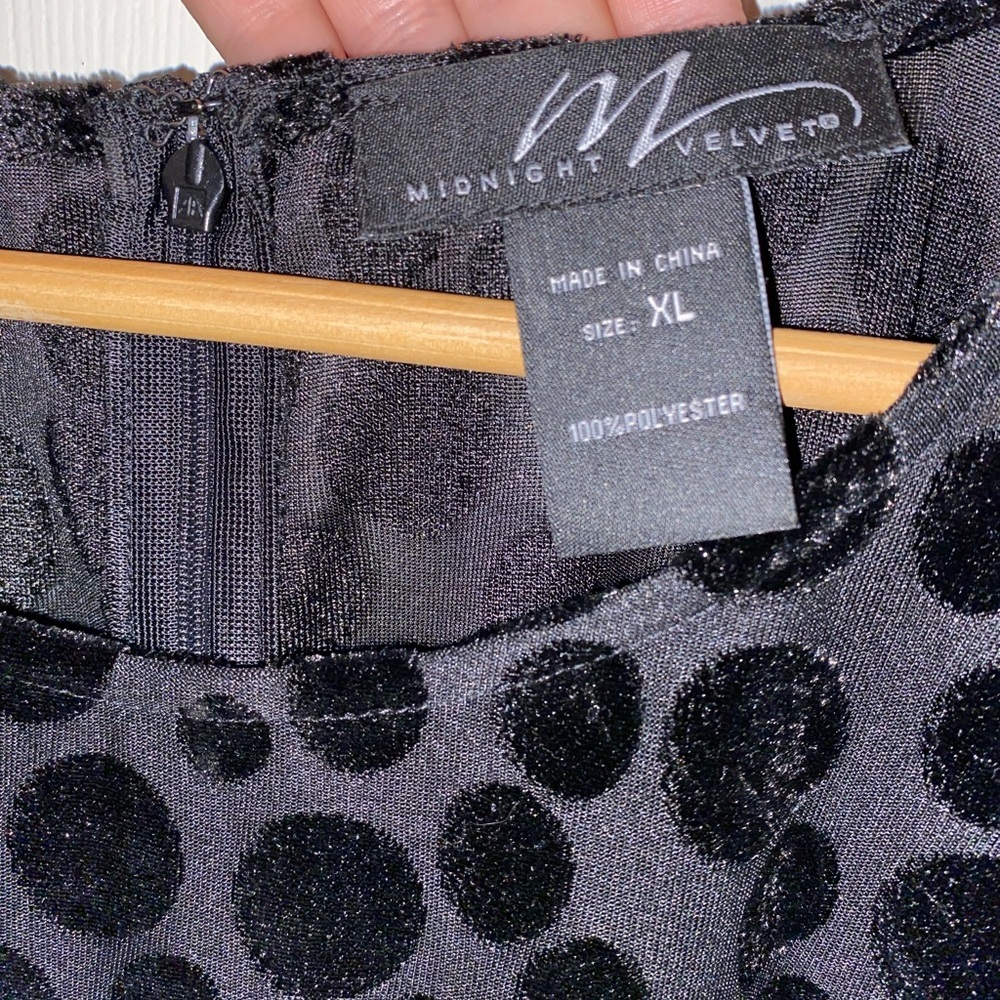 Midnight Velvet Polka Dot High-Low Dress | XL | Black | Chic Like New - Picture 6 of 7